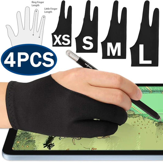 Palm Rejection Two-Finger Drawing Glove for Graphic Tablets - Right/Left Hand