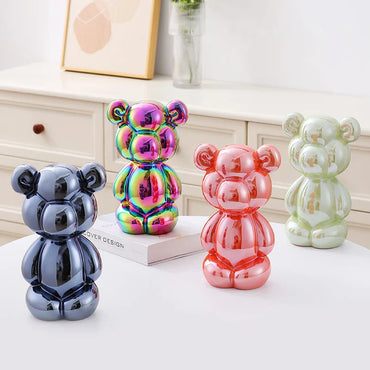 Ceramic Little Fat Bear Sculpture Home Decor room Decoration Accessories Office Nordic Animal Decorative Sculptures Figurines