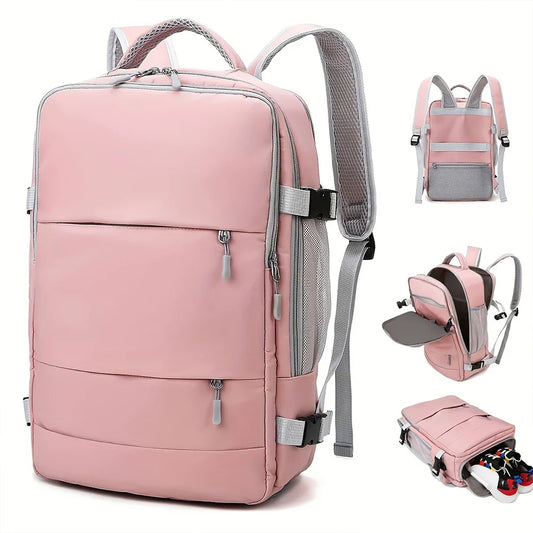 Spacious Travel Backpack – Multifunctional Carry-On with Luggage Strap, Casual Unisex Daypack