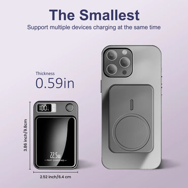10000mAh Magnetic Wireless Power Bank 22.5W PD Fast Charger MagSafe‑Compatible Portable Battery Pack for iPhone & AirPods