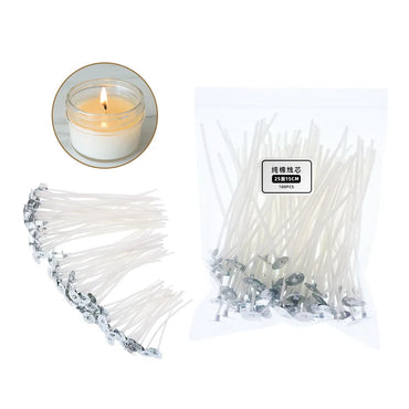 120-Pack Waxed Cotton Candle Wicks with Metal Stands, Smokeless Wicks for DIY Soy, Gel & Paraffin Candle Making