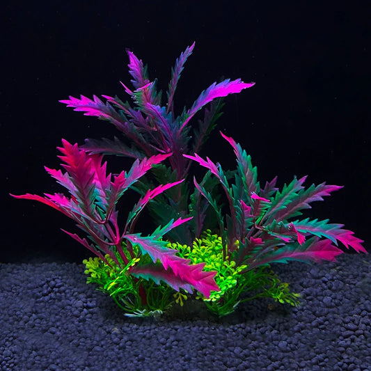 Artificial Aquarium Plants – Plastic Underwater Green Shrubs with Resin Base, Fish Tank Decoration