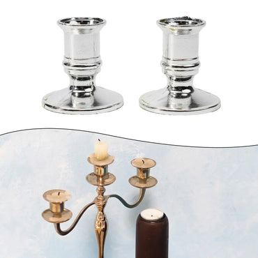 2-Pack Taper Candle Holder Bases – Silver & Gold Plastic Candlestick Stands for Taper/Electric Candles, Wedding & Home Decor