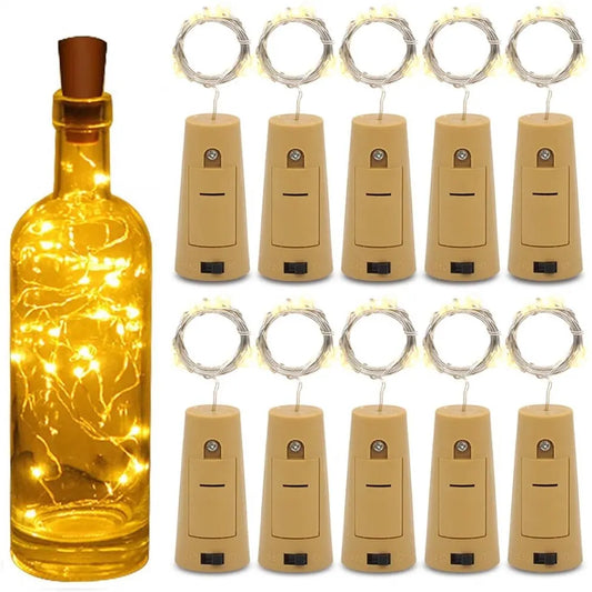 Wine Bottle Cork LED String Lights 2M (6.6 ft) Copper Wire Fairy Lights Battery-Operated Holiday & Christmas Decor