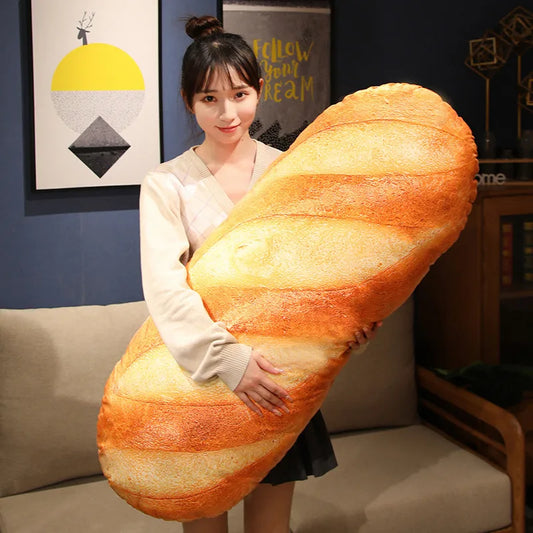 French Bread Plush Pillow - Soft Stuffed Food Plushie Decorative Throw Pillow, Sleeping Companion & Gift (Multiple Sizes)