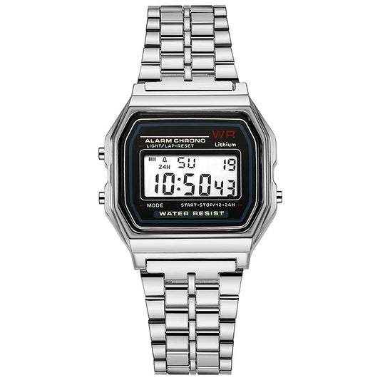 Rose Gold Retro Digital LED Women's Watch - Rectangular 32mm Case, Water-Resistant 3ATM