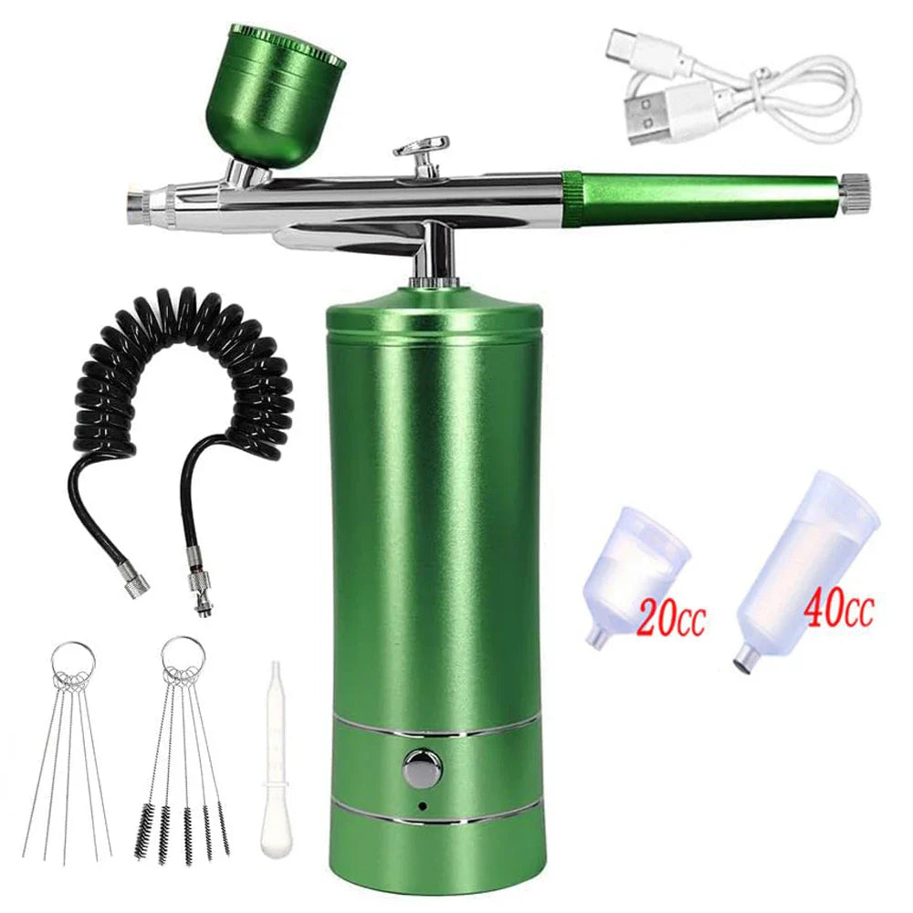 Portable Airbrush Compressor Kit for Nail Art, Cake Decorating & Crafts – 0.3mm Nozzle, Rechargeable
