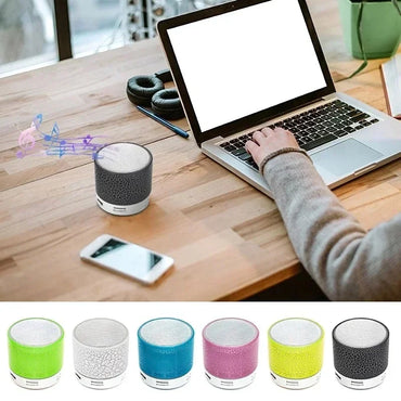 Mini Bluetooth Speaker with LED Light, USB & SD Card — Portable Wireless Speaker with Deep Bass for Phone & PC