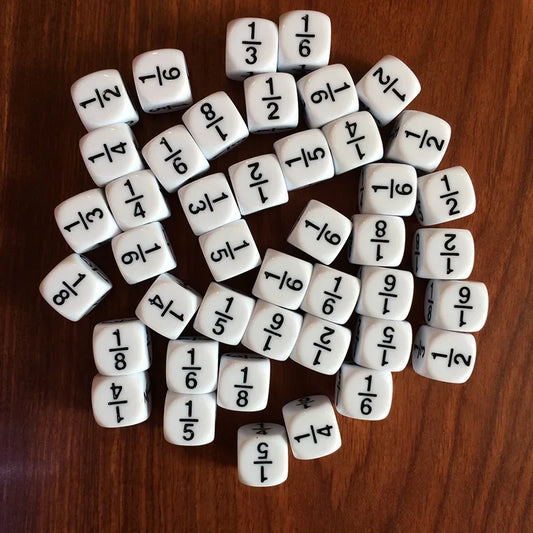 10 PCS/Set White/Green/Red Fractional Number Funny Dice Education Game Accessory 16*16 mm