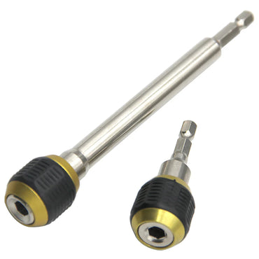 1/4-Inch (6.35mm) Hex Quick-Release Bit Holder Extension Rod — Pop-Up Self-Locking 60mm / 150mm Drill Driver Adapter