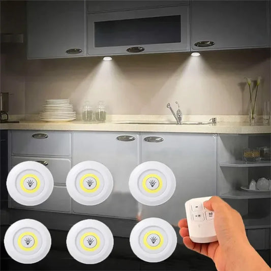 Dimmable Battery-Operated LED Under-Cabinet Light with Remote — Closet, Wardrobe & Bathroom Night Lamp