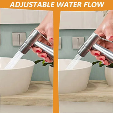 Stainless Steel Portable Toilet Spray Gun - Handheld Bidet Sprayer for Bathroom & Outdoor Cleaning