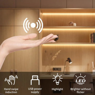 Hand Sweep Motion Sensor LED Strip Lights - USB Powered Dimmable Tape, 1m/2m/3m/5m/10m (3.3–32.8 ft) for Kitchen, Closet, Stairs