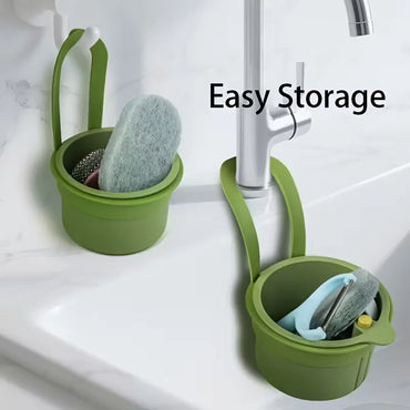 Press-Down Drain Basket Food Strainer & Sink Organizer for Kitchen and Bathroom