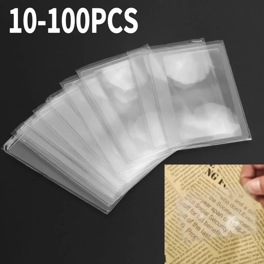 3X Fresnel Credit Card Magnifier - Transparent Wallet Size Reading Lens (Multi-Pack)