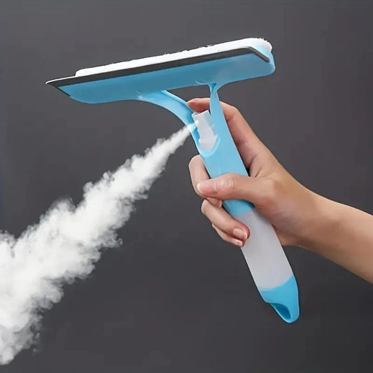 3-in-1 Glass Cleaning Tool — Squeegee, Scraper & Spray Bottle for Windows, Mirrors & Shower Doors