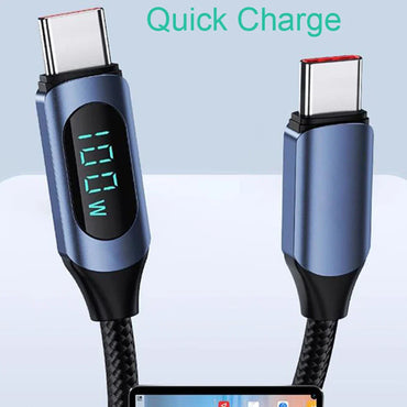 100W USB-C to USB-C PD Fast Charging Cable 1m/2m (3.3ft/6.6ft) High-Speed Data & DisplayPort Video