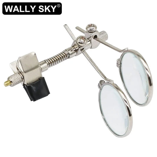 Watch Repair Clip Magnifier 10X Double Lens Mini Monocular Rotating Lens Stainless Steel Frame