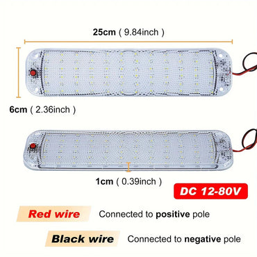 12V-80V 72LED Interior Light Bar Strip Light With Switch LED Car Interior Lamp Lighting Camper Bus Motorhome Boat Roof Light