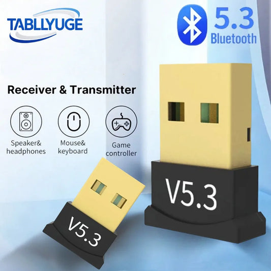 USB Bluetooth 5.3 Adapter USB Dongle for PC Laptop - Wireless Receiver for Mouse Keyboard Speaker, Windows 7/8.1/10/11