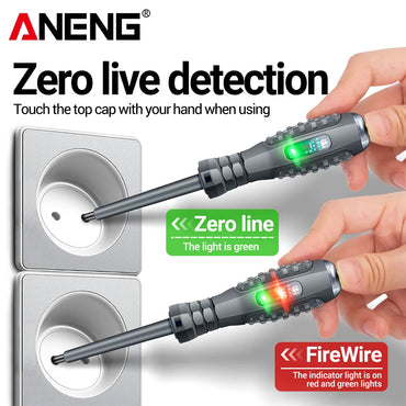 Insulated Neon/LED Voltage Tester Screwdriver Pen — Slotted & Phillips Pocket Electrician Tester