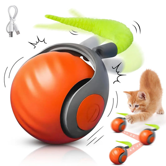 Interactive Speedy Tail Cat Ball Toy with Tail — USB Rechargeable, Dual-Speed Automatic Cat Toy