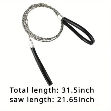 Portable Stainless Steel Wire Saw with Leather Finger Handles — Pocket Chain Saw for Camping, Hiking & Survival, 27.6 in (70 cm)