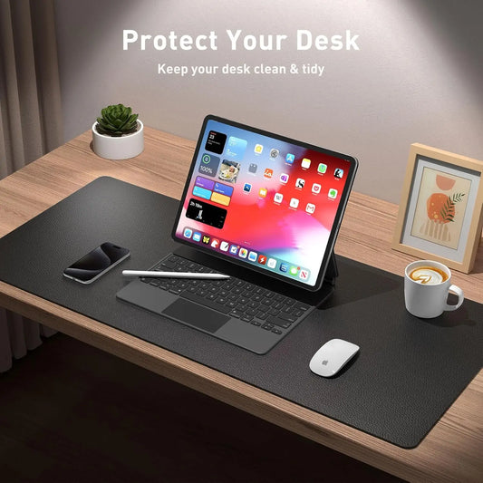 Large Waterproof PU Leather Desk Mat for Office & Home — Keyboard, Mouse & Writing Pad