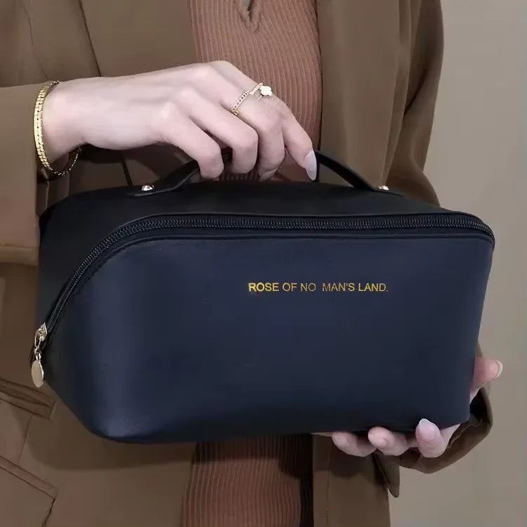 Luxury PU Leather Makeup Organizer Cosmetic Bag – Women's Travel Toiletry Case with Zipper