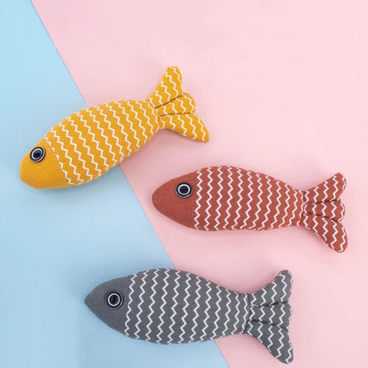 Burlap Fish Cat Toy — Interactive Chew-Resistant Teeth-Cleaning Fish Toy for Cats