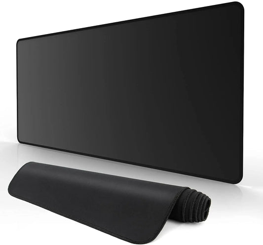 XXL Gaming Mouse Pad - Extended Desk Mat 50 x 100 cm (19.7 x 39.4 in) Black, Non-Slip Stitched Edge