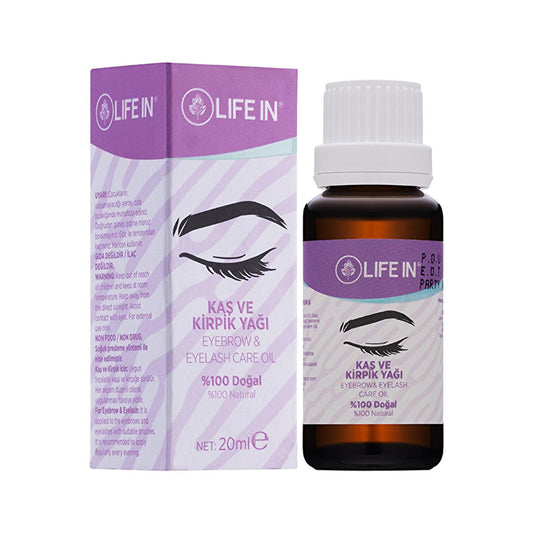 Life In Eyelash and Eyebrow Oil - 100% Natural, Cold-Pressed, 20ml