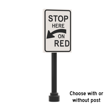 Stop Here on Red Street Sign - Custom Printed 2x3 Tile - Made Using LEGO® Parts
