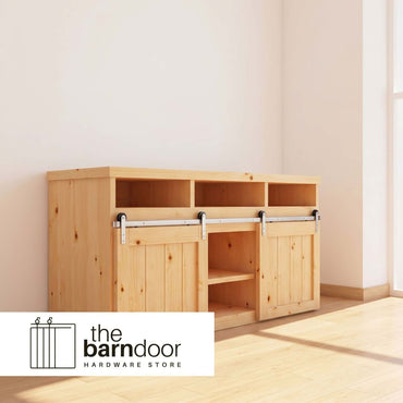 Straight Strap Cabinet Barn Door Hardware Kit | Brushed Nickel
