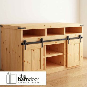 Straight Strap Cabinet Barn Door Hardware Kit | Matte Black