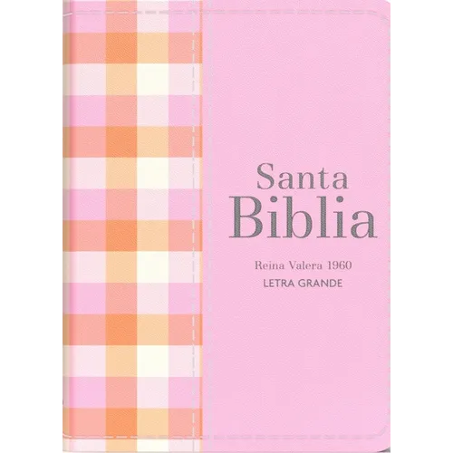 Biblia Rvr 1960 Compacta Símil Piel Cuadros Rosa Claro (Bible Rvr 1960 Compact Size Leatherlike Light Pink Checked Pattern (Spanish Edition) - Leather