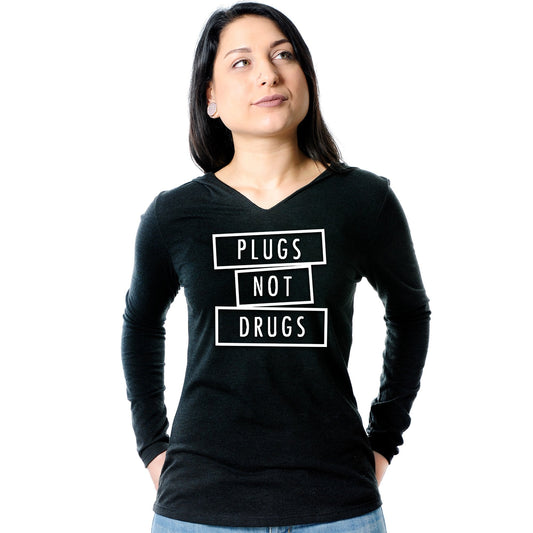 Plugs Not Drugs Tapered Long Sleeve Hoodie