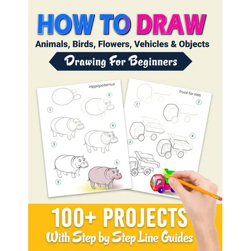 How To Draw: 100+ Projects With Step by Step Guidelines: Drawing For Beginners: Perfect Gift Book for Kids, Teens, Adults Vol 1 - Paperback