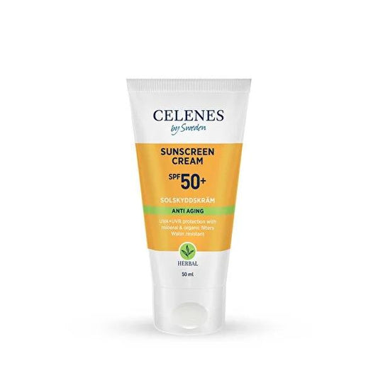 Celenes Anti-Aging Sunscreen Cream SPF50 - Mineral & Organic Sun Protection for Sensitive Skin
