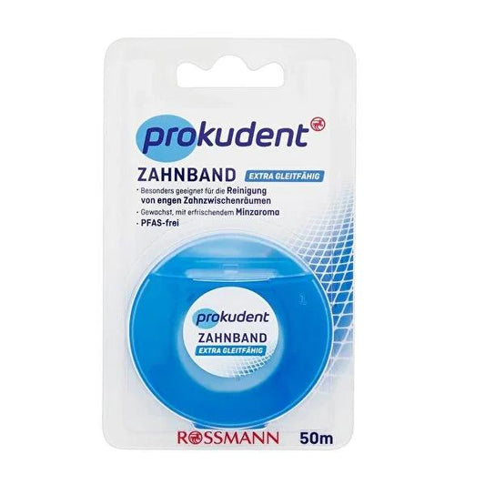 Prokudent Mint Flavored Waxed Dental Floss - 50m PFAS-Free for Effective Interdental Cleaning