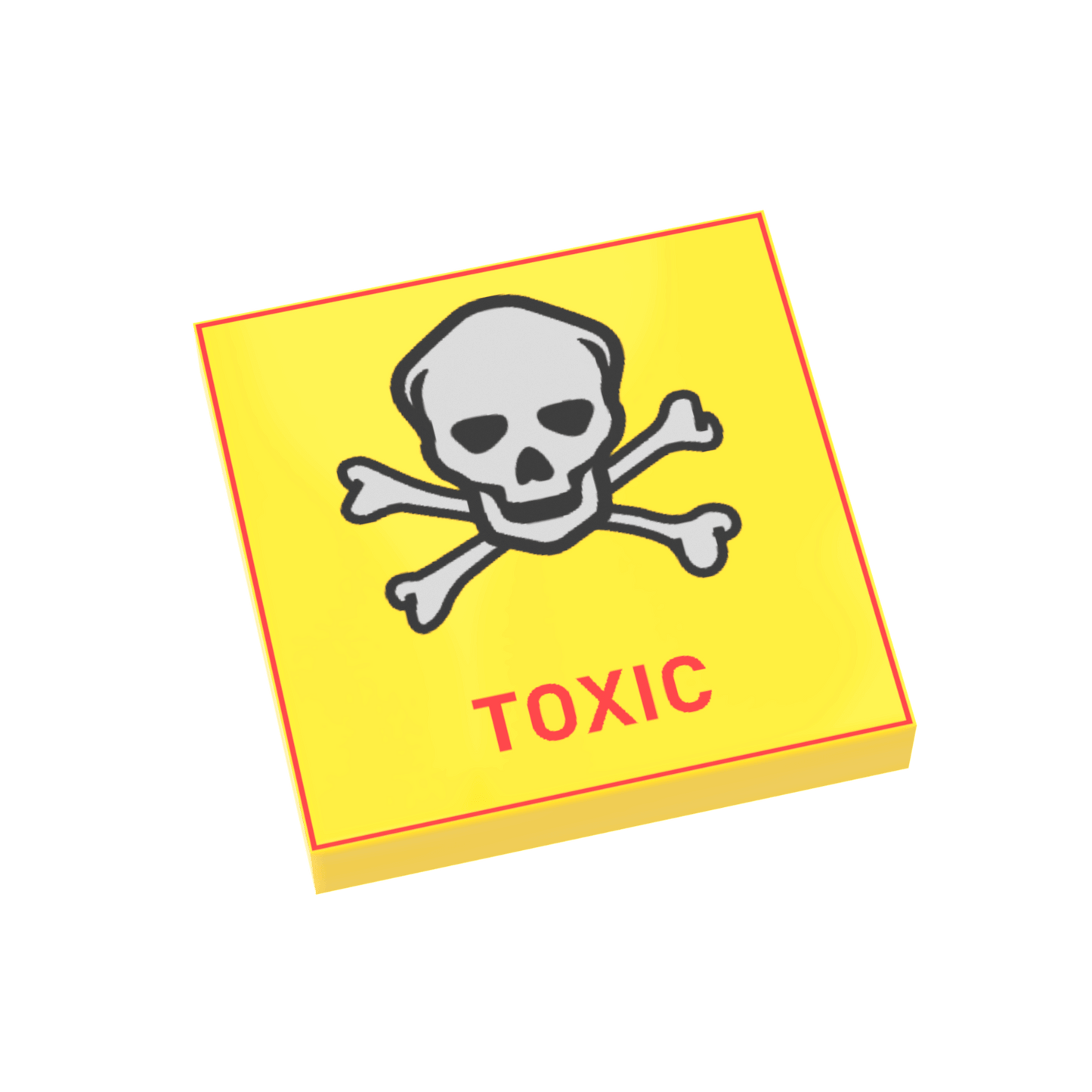 Toxic Warning Sign - Custom Printed - Made Using a LEGO® Tile