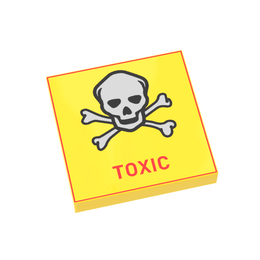 Toxic Warning Sign - Custom Printed - Made Using a LEGO® Tile