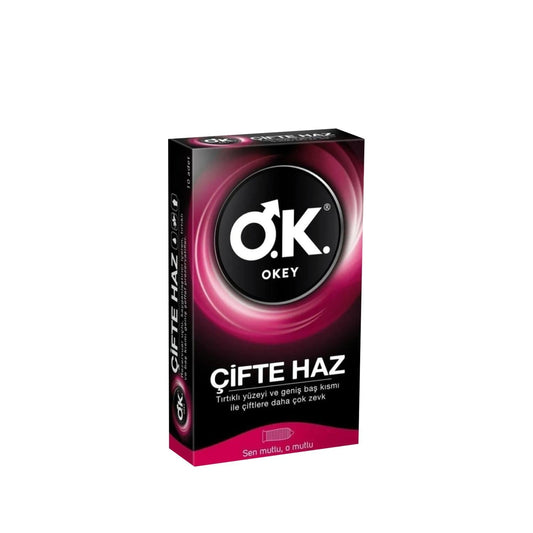 Okey Double Pleasure Condoms - 10 Pack, Enhancing Intimacy & Safety