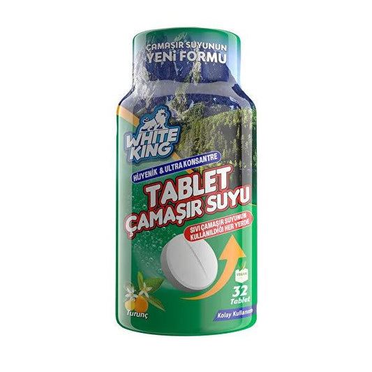 White King Laundry Bleach Tablets - Concentrated Cleaning Power, Stain Remover & Disinfectant - 32 Tablets