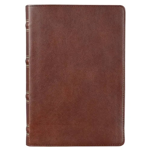 KJV Giant Print Full-Size Bible Brown Full Grain Leather - Leather