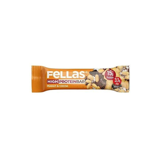 Fellas High Protein Bar with Peanuts and Cocoa - Gluten-Free, Sugar-Free, Natural Snack