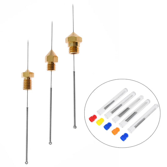 10-Pack Stainless Steel 3D Printer Nozzle Cleaning Needles — 0.2–0.8mm (0.008–0.032 in)