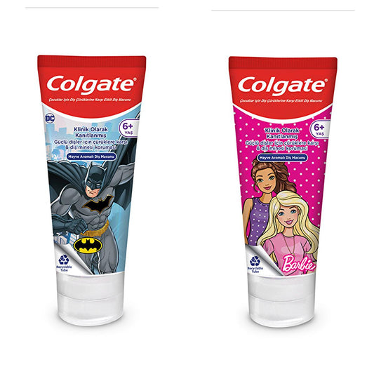 Colgate Barbie Batman Children's Toothpaste: Fun Fluoride Protection for Kids, Cavity Defense - 75ml