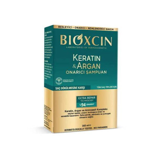 Bioxcin Keratin & Argan Oil Shampoo: Repair, Nourish & Strengthen Hair, Prevent Hair Loss - Daily Use For All Hair Types, 10.14 fl oz
