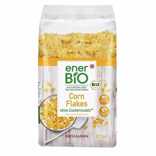 Enerbio Organic Corn Flakes 200g - Healthy & Nutritious Breakfast Cereal, Classic Taste, Family Size
